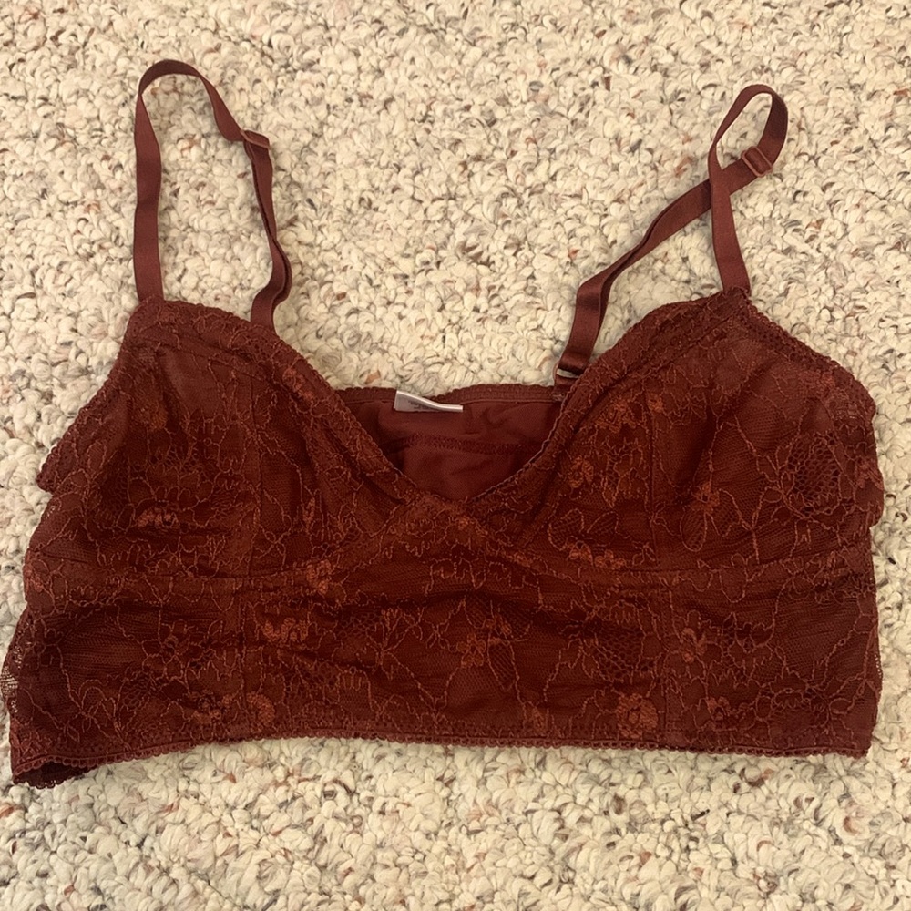 Burgundy Lace Bralette (unlined)